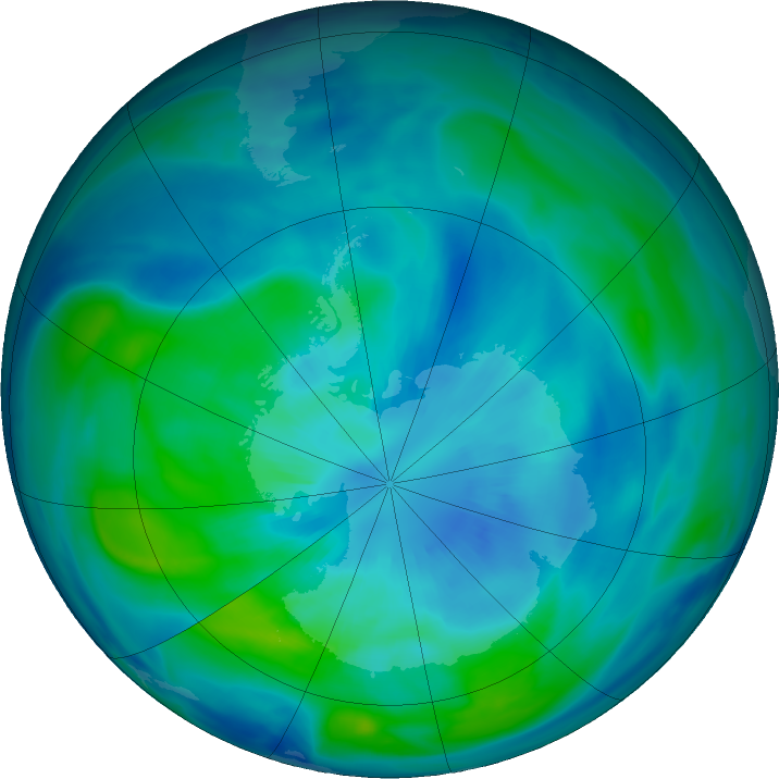Antarctic ozone map for 27 March 2017
